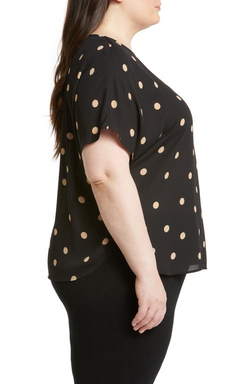 Anne Klein Polka Dot Blouse In Anne Black/ Latte