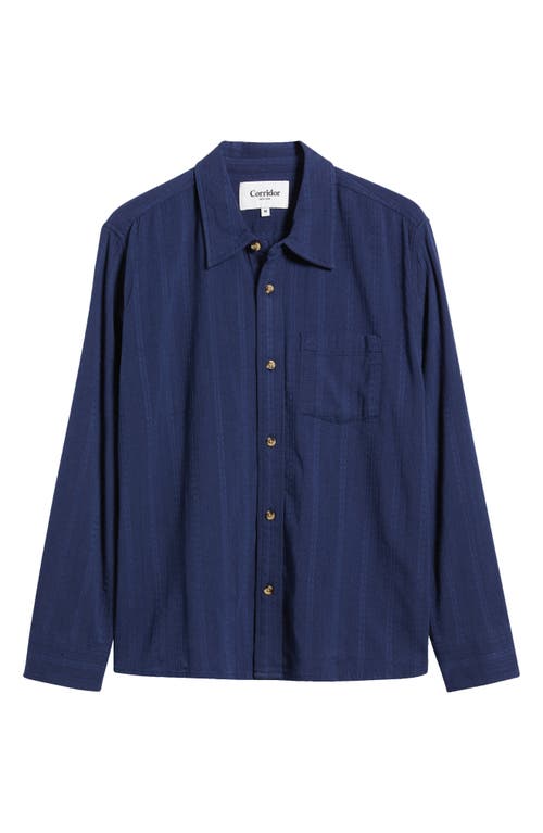 Shop Corridor Ripple Button-up Shirt In Navy