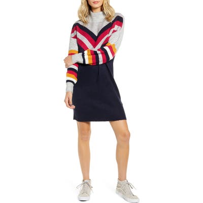 Minkpink Stripe Me Up Long Sleeve Sweater Dress, Blue