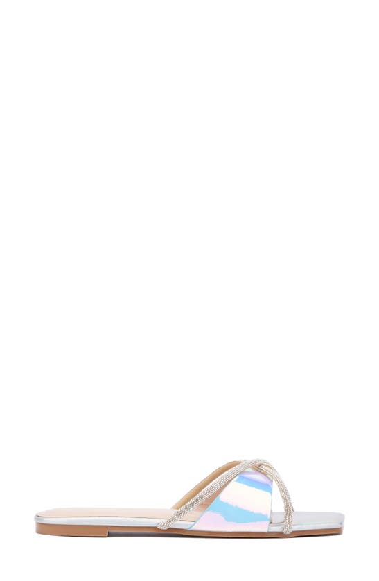Fashion To Figure Sylvie Rhinestone Slide Sandal In Silver Multi