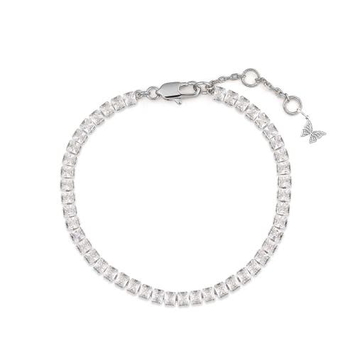 Shop Adina Eden By  Cz Princess Tennis Bracelet In Silver