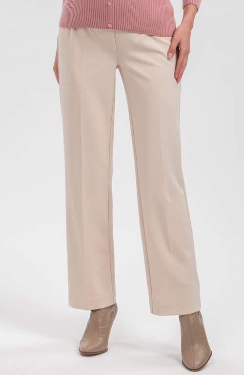 Pietro Brunelli Noah Adjustable Waist Straight Leg Maternity Pants In Medium Beige