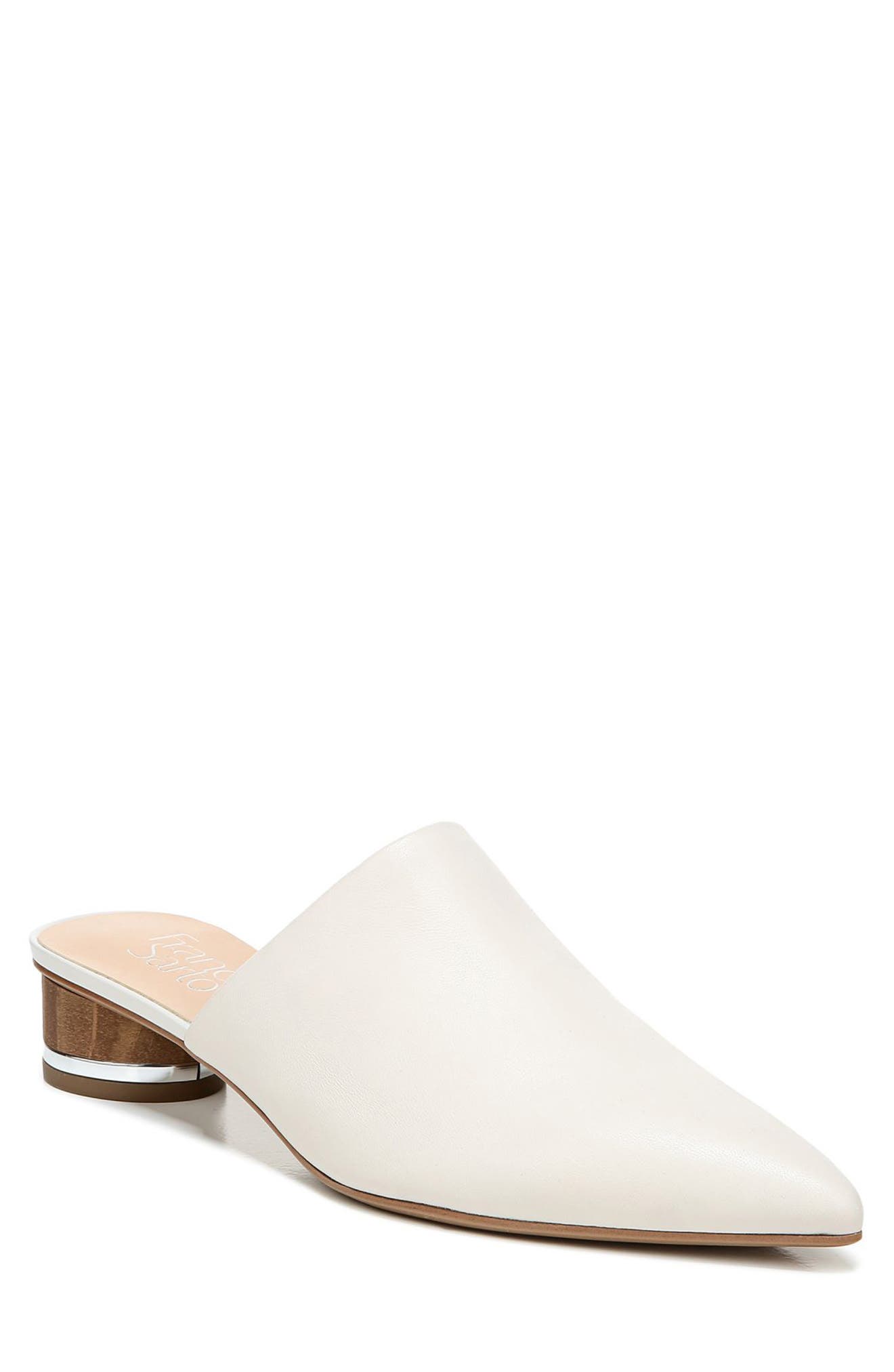 white pointy toe mule
