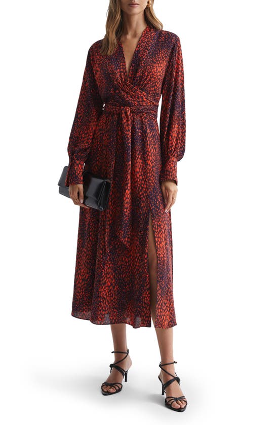 REISS MAYA PRINT LONG SLEEVE MAXI DRESS