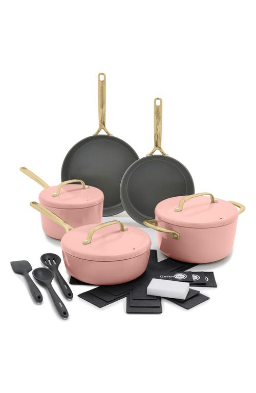 GreenPan GP5 Infinite8 11-Piece Anodized Aluminum Ceramic Nonstick Cookware Set with Champagne Handles <br> in Dusty Rose 