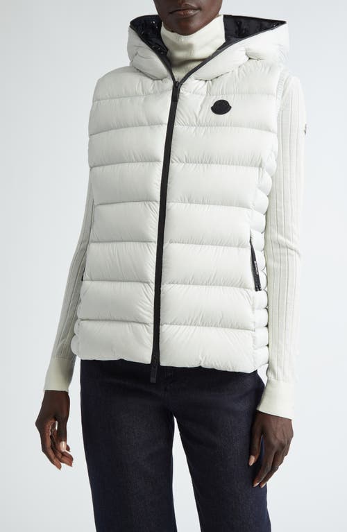 Shop Moncler Barraux Hooded Down Puffer Vest In Oyster Mushroom