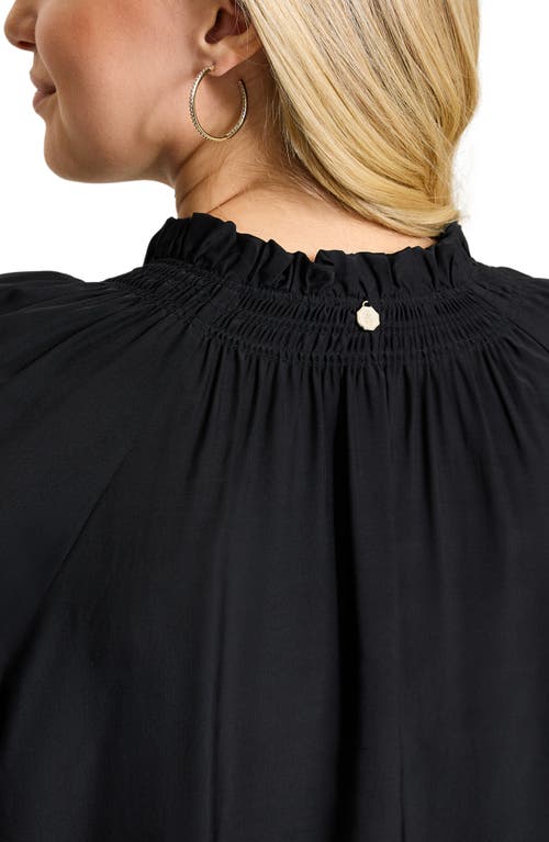 Shop Tommy Bahama Tie Neck Peasant Top In Black