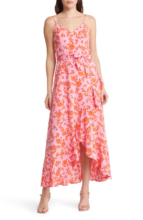 Chelsea28 Foral Print Tie Waist Dress in Pink Floral