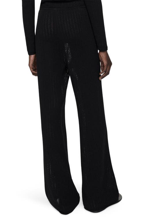 Shop Mango Openwork Straight Leg Pants In Black