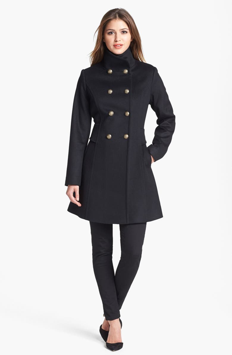 Trina Turk Double Breasted Lambswool & Cashmere Officer's Coat | Nordstrom
