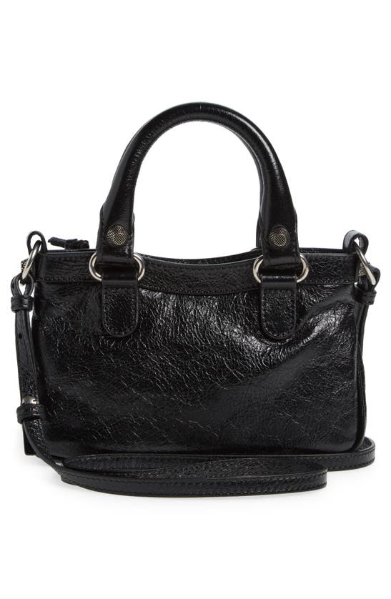 Shop Balenciaga Mini Neo Cagole Metallic Leather Tote In Black