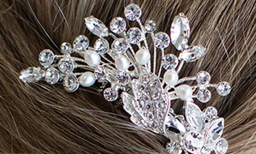 Brides And Hairpins Brides & Hairpins Kalene Crystal & Pearl Comb In Silver