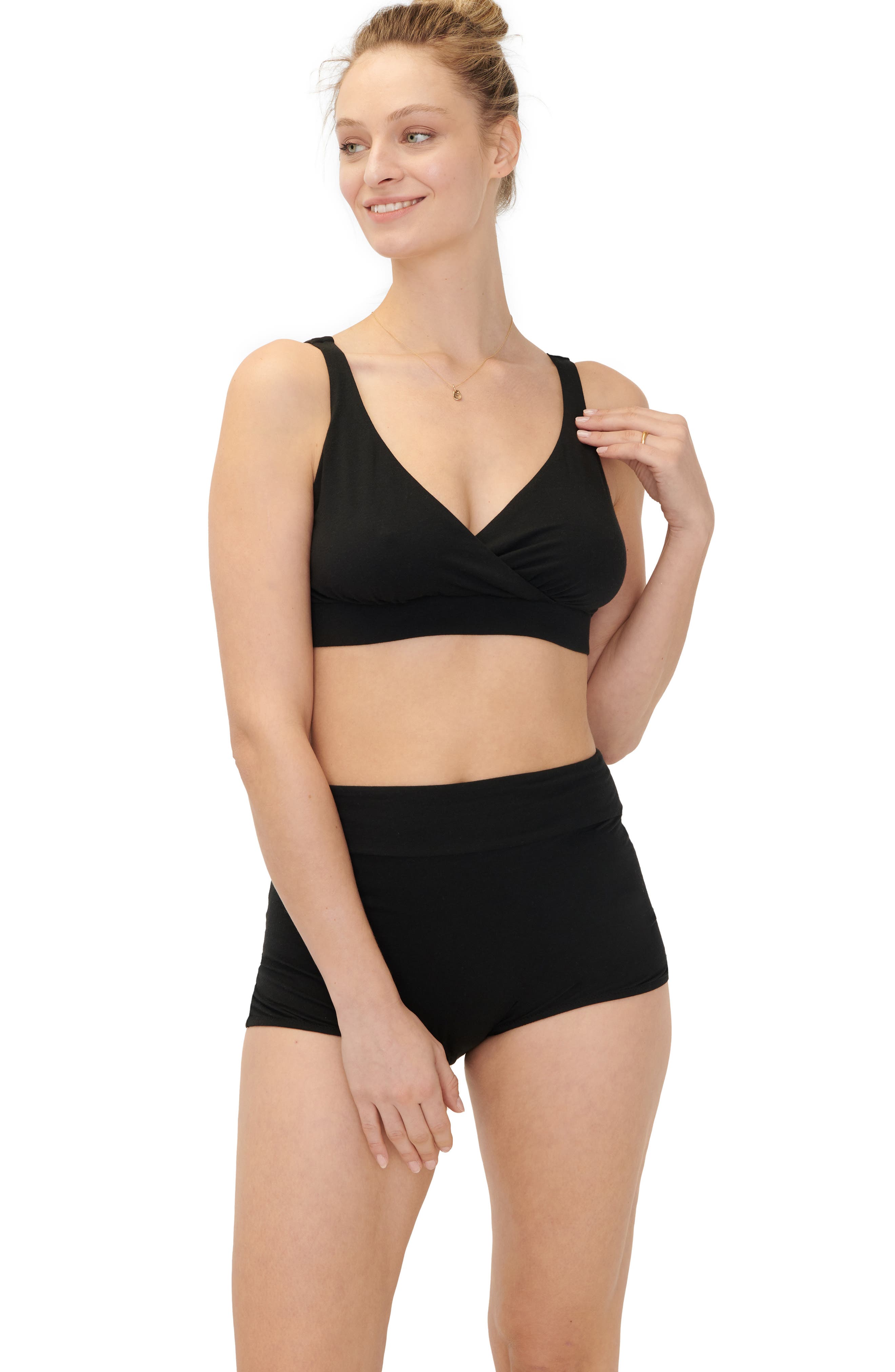 HATCH The High Tuck Postpartum Boyshort Brief in Black