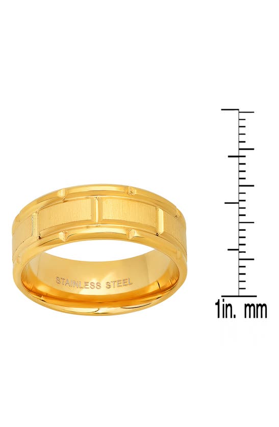 Shop Hmy Jewelry Mens' 18k Gold Plate Stainless Steel Etched Band Ring