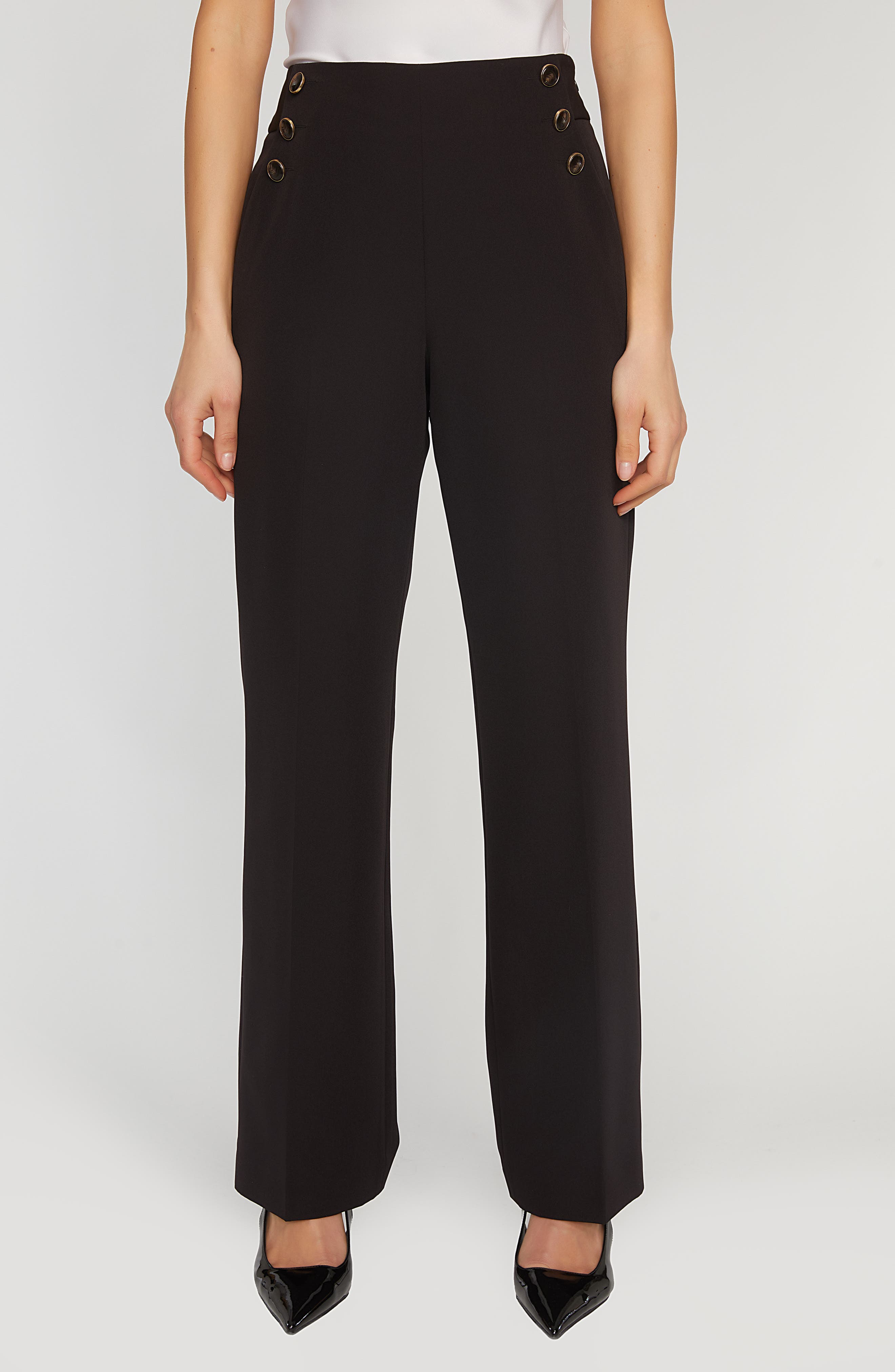Elie Tahari The Jolie Straight Leg Sailor Pants in Noir 