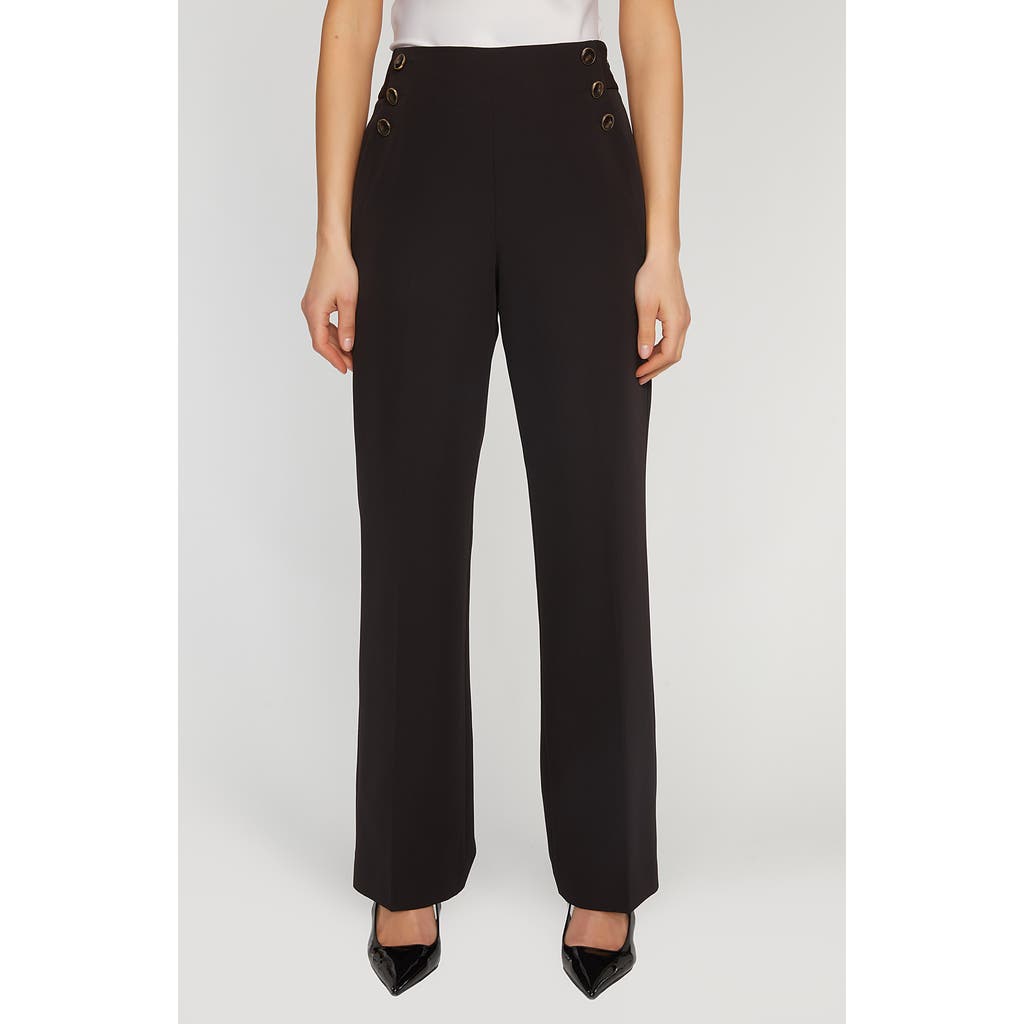 Elie Tahari The Jolie Straight Leg Sailor Pants in Noir