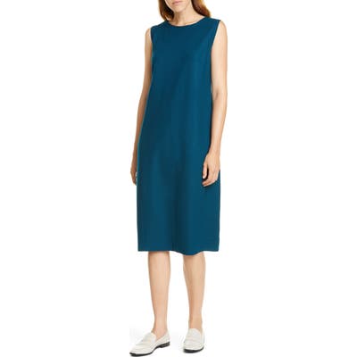 Petite Eileen Fisher Wool Lantern Dress, Blue