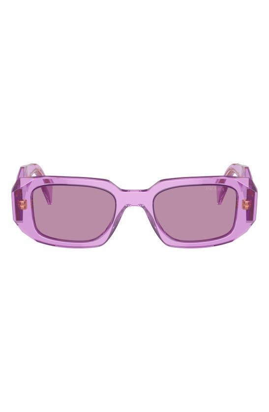 Prada 51mm Mirrored Rectangular Sunglasses In Purple