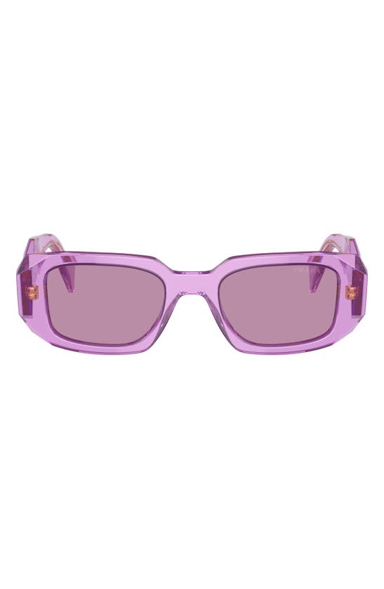 Shop Prada 51mm Mirrored Rectangular Sunglasses In Purple