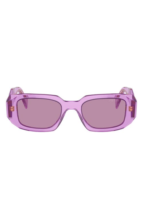 51mm Mirrored Rectangular Sunglasses in Purple