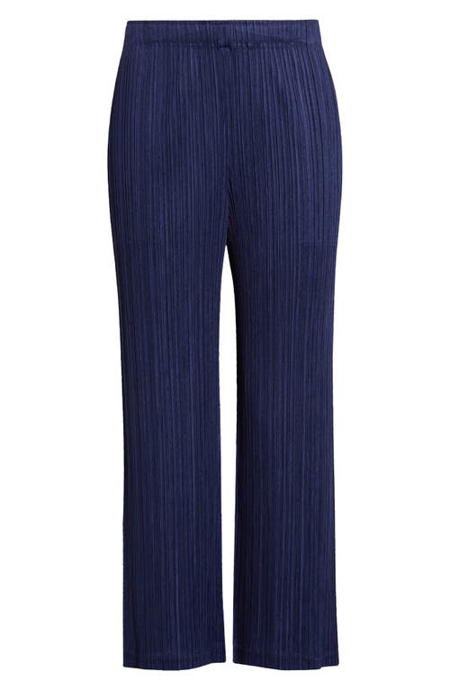 Shop Issey Miyake Pleats Please  Pleated Straight Leg Pants In Navy