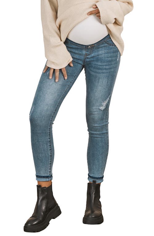 Claire Over the Bump Skinny Maternity Jeans in Blue Denim
