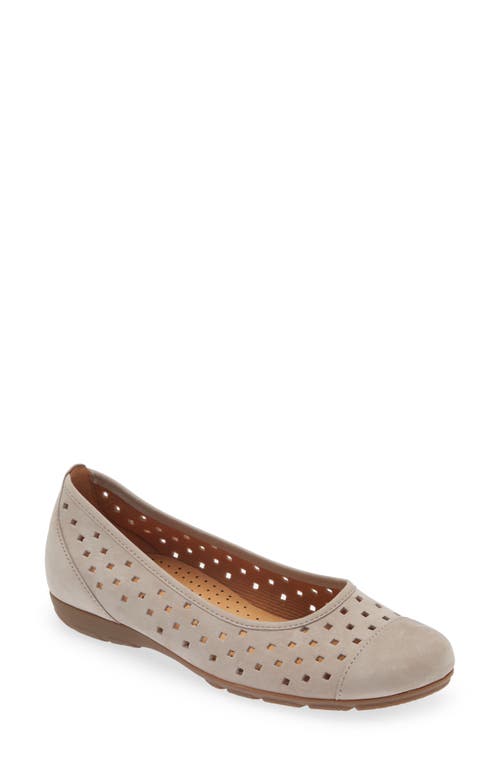 Gabor Perforated Ballet Flat in Beige