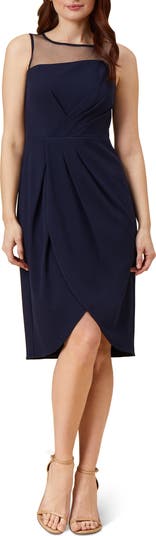 Illusion yoke crepe sheath dress best sale