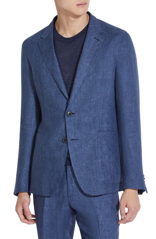 Shop Zegna Oasi Linen Sport Coat In Blu Ciano