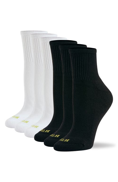 Hue 6-Pack Mini Crew Socks in White/Black Pack