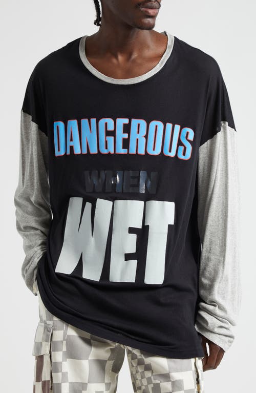 ERL Oversize Lightweight Long Sleeve Graphic T-Shirt Faded Black at Nordstrom,