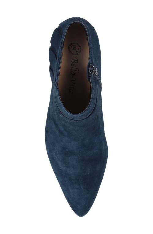 Bella Vita Faraday Pointed Toe Kitten Heel Bootie In Navy Kidsuede Leather
