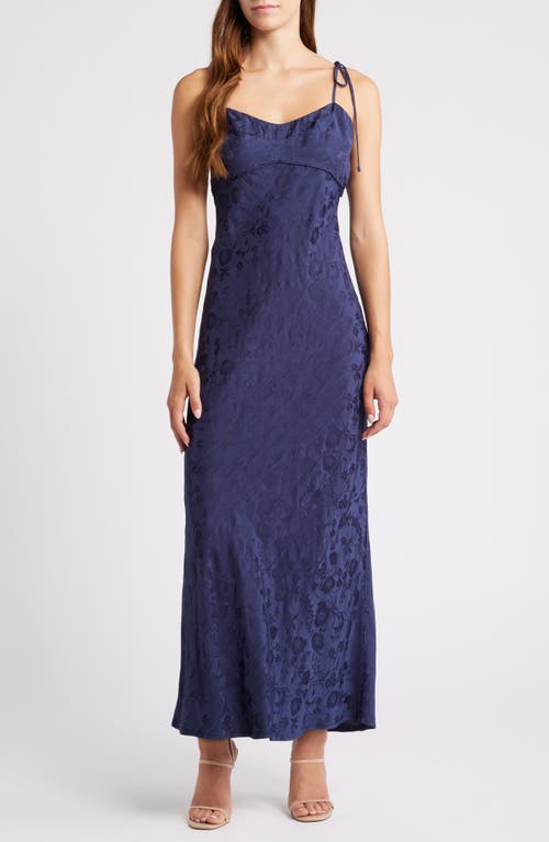 WAYF WAYF AITANA FLORAL TIE STRAP BROCADE DRESS