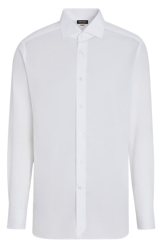 Shop Zegna Couture Cotton & Linen Button-up Shirt In White