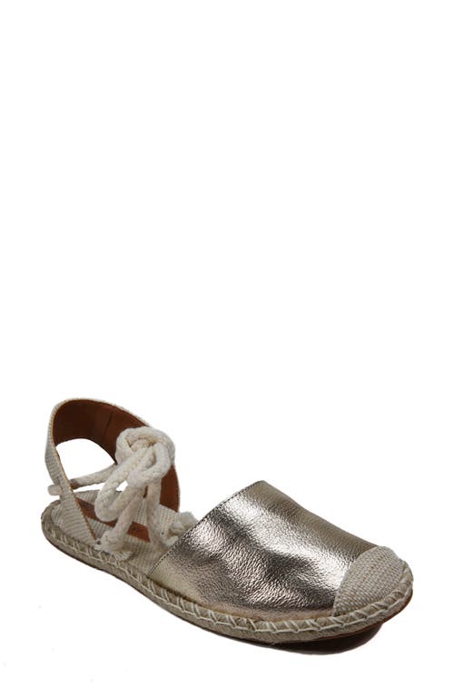 B*O*G COLLECTIVE Ankle Tie Espadrille Sandal in Gold Leather