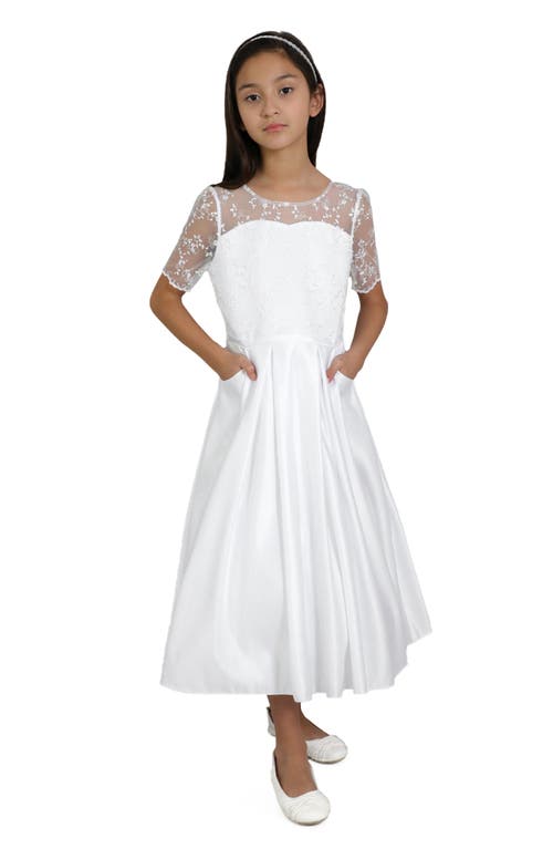 BLUSH by Us Angels Kids' Embroidered Tea Length Dress White at Nordstrom,