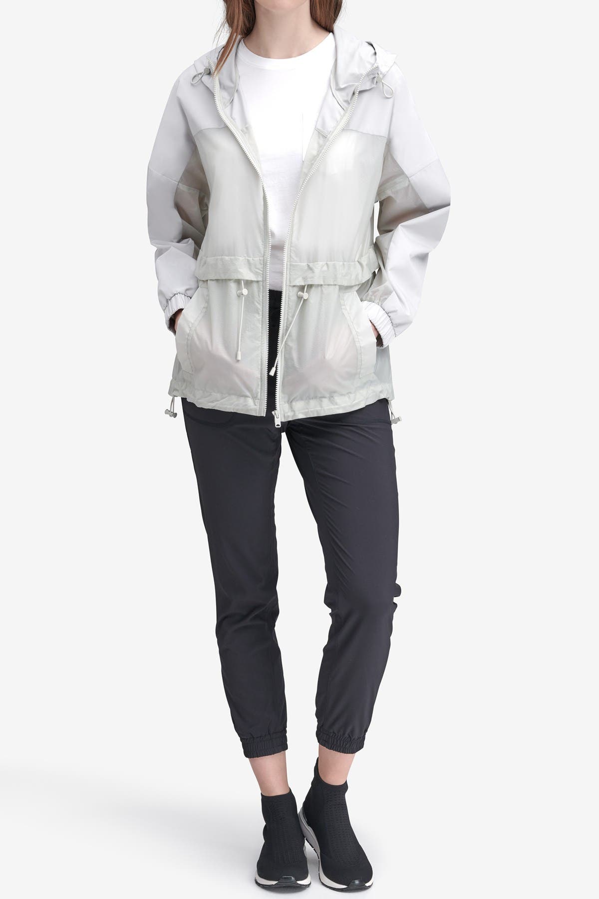 Marc New York Penrose Mixed Media Rain Coat - Gray - Short Coats