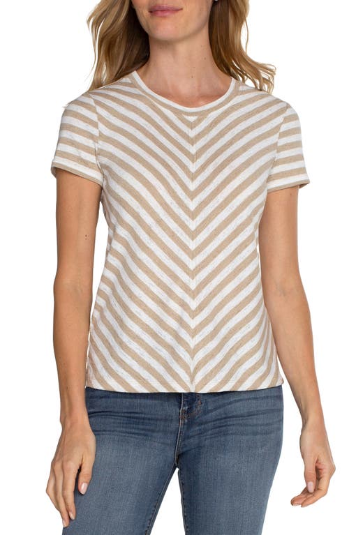 Liverpool Los Angeles Miter Stripe Slub T-Shirt Crm Tan at Nordstrom,