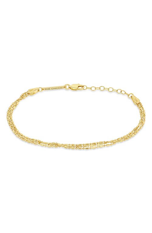 Zoë Chicco Triple Strand Tube Bar Chain Bracelet in 14Kyg at Nordstrom, Size 7