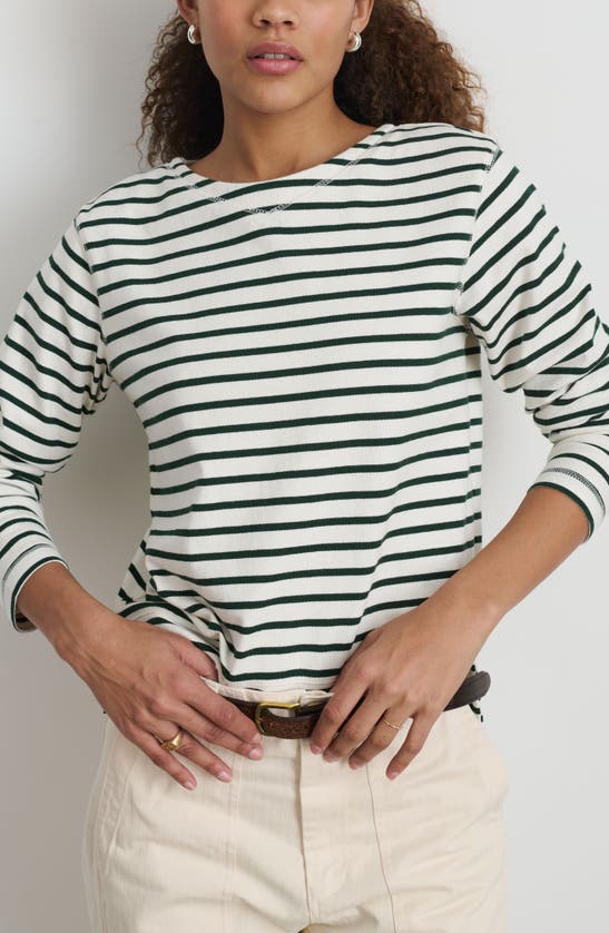 Shop Alex Mill Lakeside Stripe Cotton Top In Natural/ Pine Grove