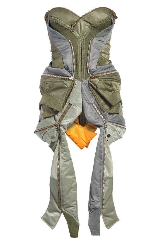 Junya Watanabe Bomber Remix Corset Minidress In Khaki | ModeSens
