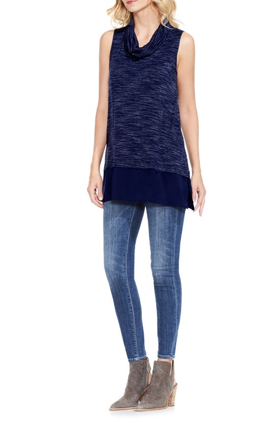 Two By Vince Camuto Space Dye Knit Top In Black Iris