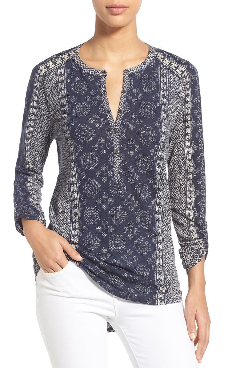 Lucky Brand 'Etched Geo' Henley Top | Nordstrom