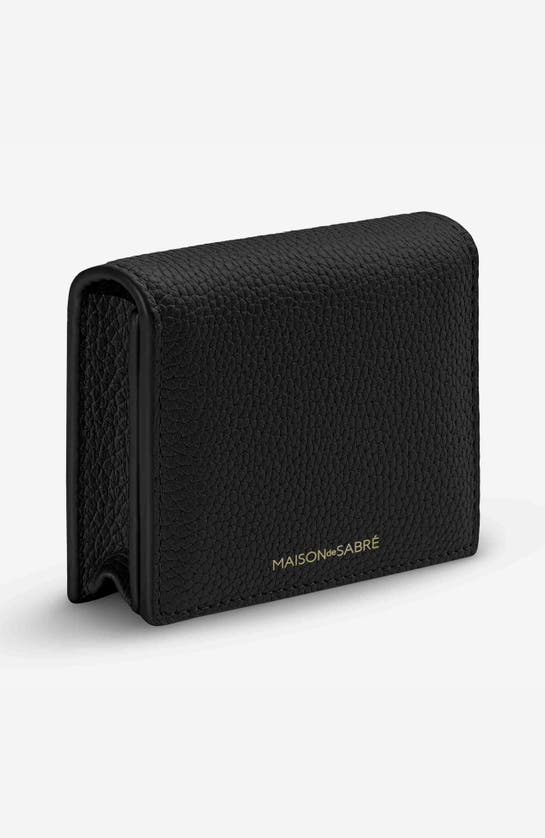 Maison De Sabre Leather Card Case In Black Caviar