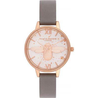 Olivia Burton Celestial Bee Leather Strap Watch,