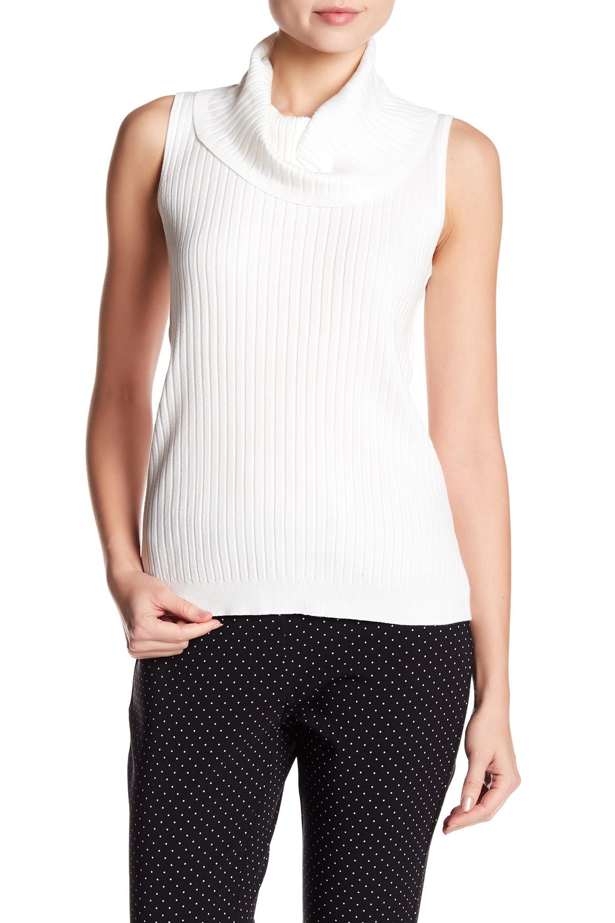 cable and gauge sleeveless turtleneck