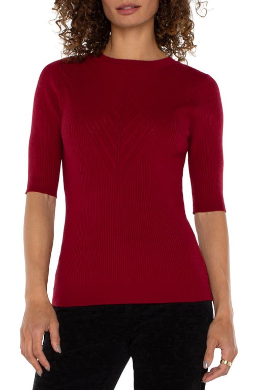 Shop Liverpool Elbow Sleeve Rib Sweater In Ruby Red