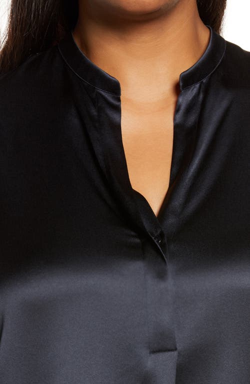 VINCE VINCE BAND COLLAR SILK TUNIC BLOUSE 