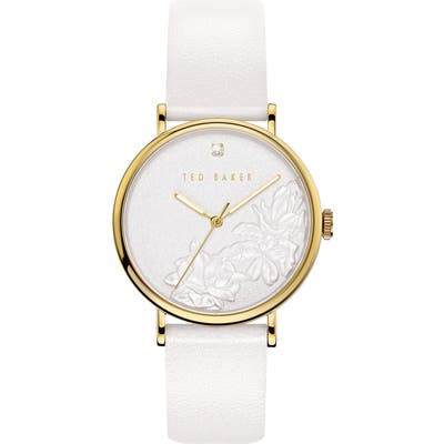 Ted Baker London Phylipa Flowers Leather Strap Watch, 37Mm