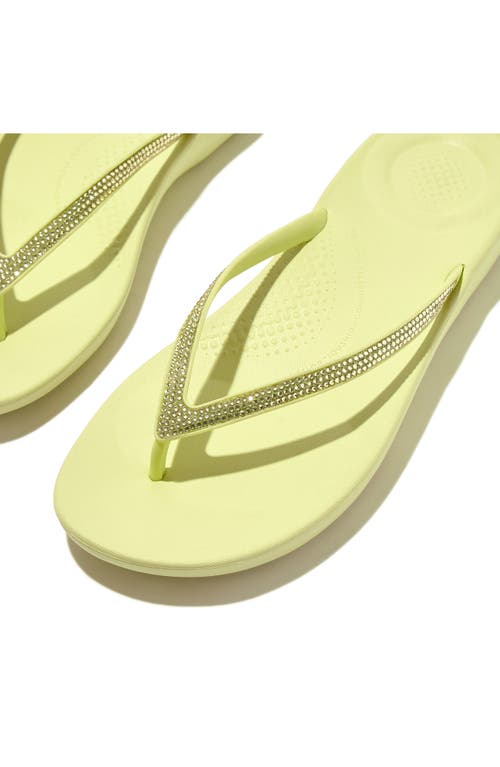 Shop Fitflop Iqushion™ Splash Crystal Flip Flop In Lime